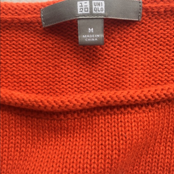 LIKE NEW Uniqlo Orange Striped Knit Sweater - Picture 2 of 4